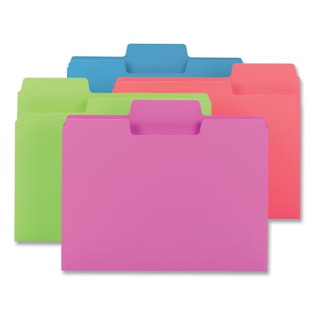 SuperTab Colored File Folders, 1/3-Cut Tabs: Assorted, Letter, 0.75 In. Expansion, 11-pt Stock, 24PK